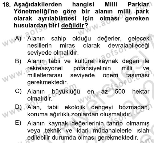 Ekoloji ve Çevre Bilgisi Dersi 2024 - 2025 Yılı (Final) Dönem Sonu Sınav Soruları 18. Soru