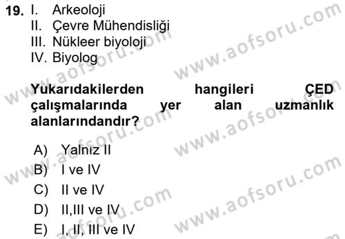 Ekoloji ve Çevre Bilgisi Dersi 2024 - 2025 Yılı (Final) Dönem Sonu Sınav Soruları 19. Soru