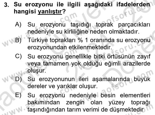 Ekoloji ve Çevre Bilgisi Dersi 2024 - 2025 Yılı (Final) Dönem Sonu Sınav Soruları 3. Soru