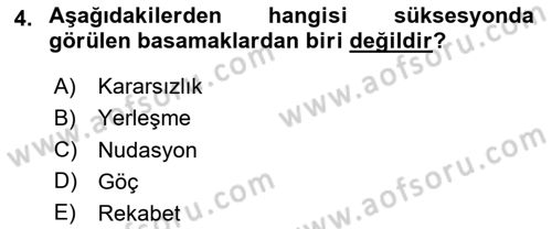 Ekoloji ve Çevre Bilgisi Dersi 2024 - 2025 Yılı (Final) Dönem Sonu Sınav Soruları 4. Soru