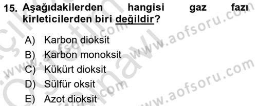Ekoloji ve Çevre Bilgisi Dersi 2024 - 2025 Yılı Yaz Okulu Sınav Soruları 15. Soru