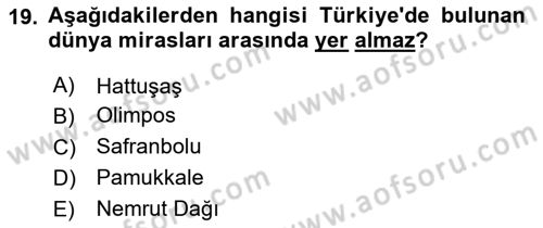 Ekoloji ve Çevre Bilgisi Dersi 2024 - 2025 Yılı Yaz Okulu Sınav Soruları 19. Soru