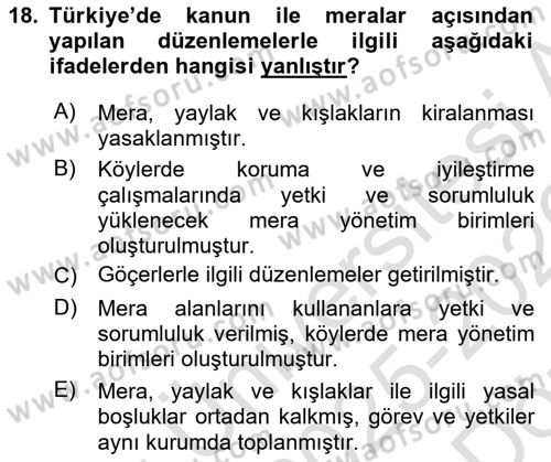 Ekoloji ve Çevre Bilgisi Dersi 2025 - 2026 Yılı (Vize) Ara Sınav Soruları 18. Soru