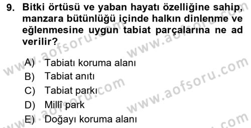 Ekoloji ve Çevre Bilgisi Dersi 2025 - 2026 Yılı (Final) Dönem Sonu Sınav Soruları 9. Soru