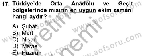 Tarla Bitkileri 1 Dersi 2012 - 2013 Yılı (Vize) Ara Sınav Soruları 17. Soru