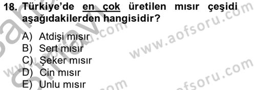 Tarla Bitkileri 1 Dersi 2012 - 2013 Yılı (Vize) Ara Sınav Soruları 18. Soru