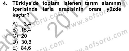 Tarla Bitkileri 1 Dersi 2012 - 2013 Yılı (Vize) Ara Sınav Soruları 4. Soru