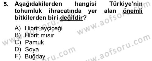 Tarla Bitkileri 1 Dersi 2012 - 2013 Yılı (Vize) Ara Sınav Soruları 5. Soru
