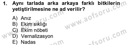 Tarla Bitkileri 1 Dersi 2012 - 2013 Yılı (Final) Dönem Sonu Sınav Soruları 1. Soru