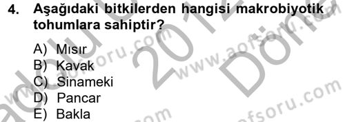 Tarla Bitkileri 1 Dersi 2012 - 2013 Yılı (Final) Dönem Sonu Sınav Soruları 4. Soru