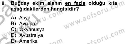 Tarla Bitkileri 1 Dersi 2012 - 2013 Yılı (Final) Dönem Sonu Sınav Soruları 8. Soru