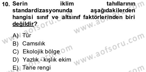 Tarla Bitkileri 1 Dersi 2013 - 2014 Yılı (Vize) Ara Sınav Soruları 10. Soru