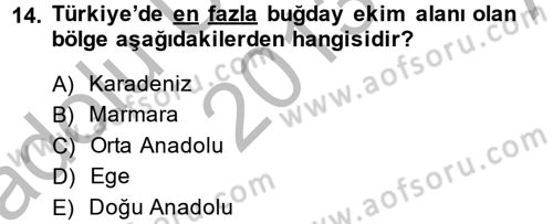 Tarla Bitkileri 1 Dersi 2013 - 2014 Yılı (Vize) Ara Sınav Soruları 14. Soru
