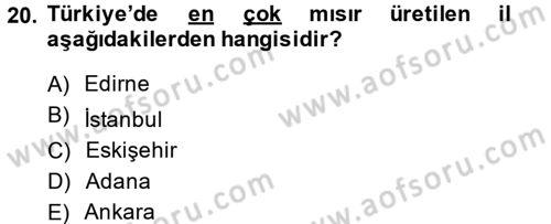 Tarla Bitkileri 1 Dersi 2013 - 2014 Yılı (Vize) Ara Sınav Soruları 20. Soru