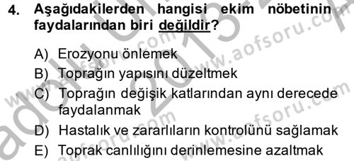 Tarla Bitkileri 1 Dersi 2013 - 2014 Yılı (Vize) Ara Sınav Soruları 4. Soru