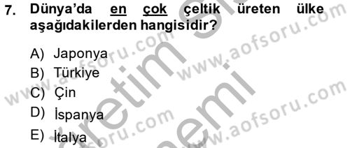 Tarla Bitkileri 1 Dersi 2013 - 2014 Yılı (Final) Dönem Sonu Sınav Soruları 7. Soru