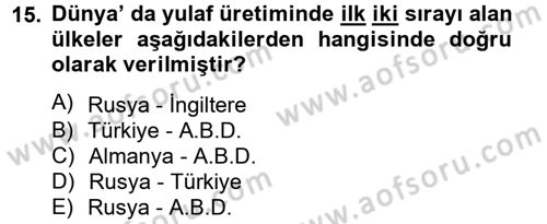 Tarla Bitkileri 1 Dersi 2014 - 2015 Yılı (Vize) Ara Sınav Soruları 15. Soru