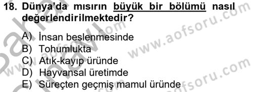 Tarla Bitkileri 1 Dersi 2014 - 2015 Yılı (Vize) Ara Sınav Soruları 18. Soru