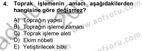 Tarla Bitkileri 1 Dersi 2014 - 2015 Yılı (Vize) Ara Sınav Soruları 4. Soru