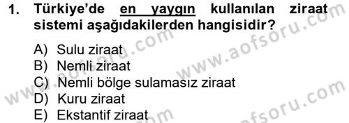 Tarla Bitkileri 1 Dersi 2014 - 2015 Yılı (Final) Dönem Sonu Sınav Soruları 1. Soru