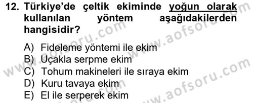 Tarla Bitkileri 1 Dersi 2014 - 2015 Yılı (Final) Dönem Sonu Sınav Soruları 12. Soru