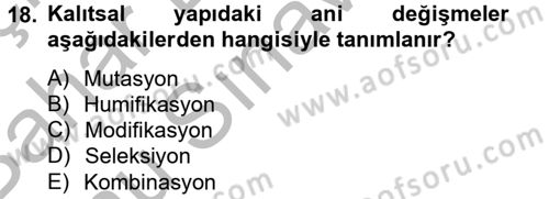 Tarla Bitkileri 1 Dersi 2014 - 2015 Yılı (Final) Dönem Sonu Sınav Soruları 18. Soru