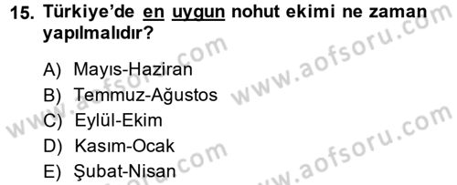 Tarla Bitkileri 1 Dersi 2014 - 2015 Yılı Tek Ders Sınav Soruları 15. Soru