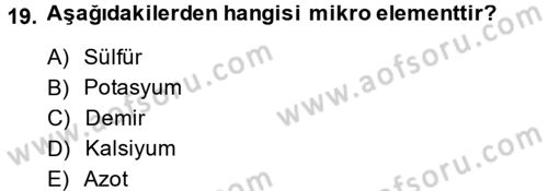 Tarla Bitkileri 1 Dersi 2014 - 2015 Yılı Tek Ders Sınav Soruları 19. Soru