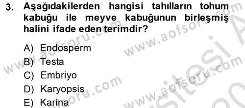 Tarla Bitkileri 1 Dersi 2014 - 2015 Yılı Tek Ders Sınav Soruları 3. Soru