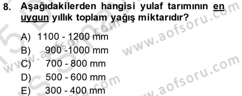 Tarla Bitkileri 1 Dersi 2014 - 2015 Yılı Tek Ders Sınav Soruları 8. Soru