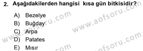 Tarla Bitkileri 1 Dersi 2015 - 2016 Yılı (Vize) Ara Sınav Soruları 2. Soru