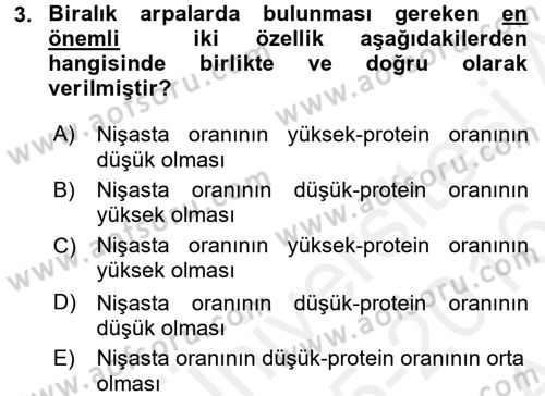 Tarla Bitkileri 1 Dersi 2015 - 2016 Yılı (Vize) Ara Sınav Soruları 3. Soru