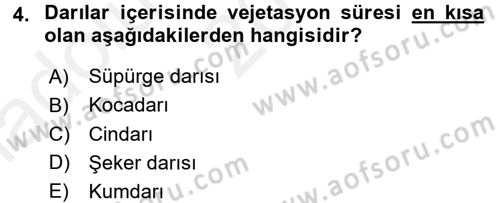 Tarla Bitkileri 1 Dersi 2015 - 2016 Yılı (Vize) Ara Sınav Soruları 4. Soru