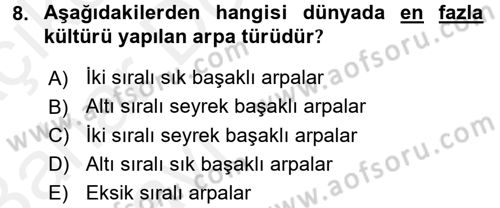 Tarla Bitkileri 1 Dersi 2015 - 2016 Yılı (Vize) Ara Sınav Soruları 8. Soru
