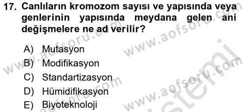 Tarla Bitkileri 1 Dersi 2015 - 2016 Yılı (Final) Dönem Sonu Sınav Soruları 17. Soru