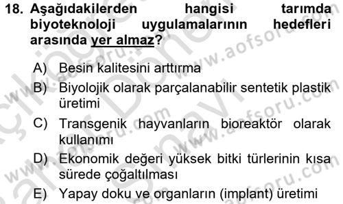 Tarla Bitkileri 1 Dersi 2015 - 2016 Yılı (Final) Dönem Sonu Sınav Soruları 18. Soru