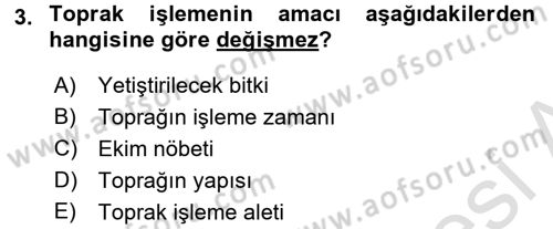 Tarla Bitkileri 1 Dersi 2015 - 2016 Yılı (Final) Dönem Sonu Sınav Soruları 3. Soru