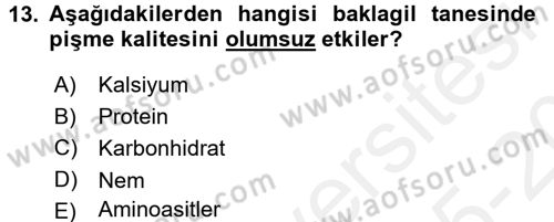 Tarla Bitkileri 1 Dersi 2015 - 2016 Yılı Tek Ders Sınav Soruları 13. Soru