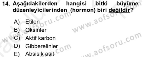 Tarla Bitkileri 1 Dersi 2015 - 2016 Yılı Tek Ders Sınav Soruları 14. Soru
