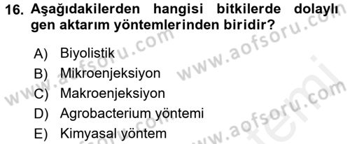 Tarla Bitkileri 1 Dersi 2015 - 2016 Yılı Tek Ders Sınav Soruları 16. Soru