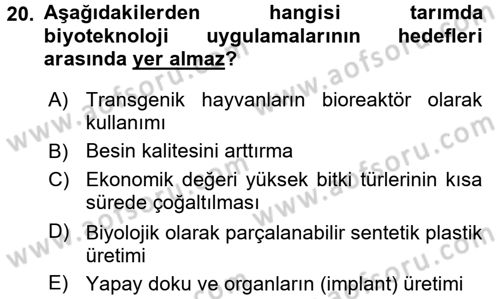 Tarla Bitkileri 1 Dersi 2016 - 2017 Yılı 3 Ders Sınav Soruları 20. Soru