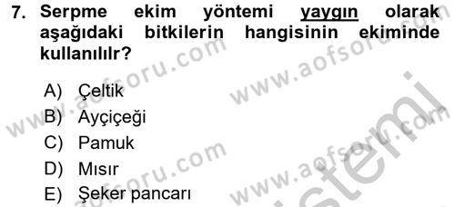 Tarla Bitkileri 1 Dersi 2016 - 2017 Yılı 3 Ders Sınav Soruları 7. Soru