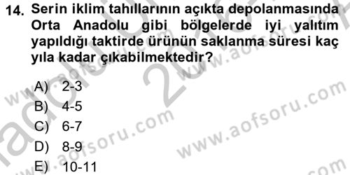 Tarla Bitkileri 1 Dersi 2016 - 2017 Yılı (Vize) Ara Sınavı 14. Soru