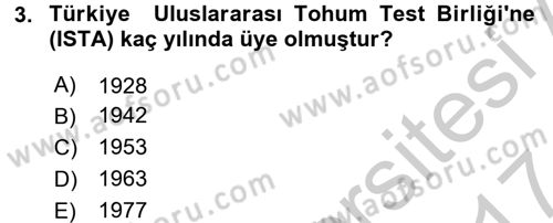 Tarla Bitkileri 1 Dersi 2016 - 2017 Yılı (Vize) Ara Sınavı 3. Soru