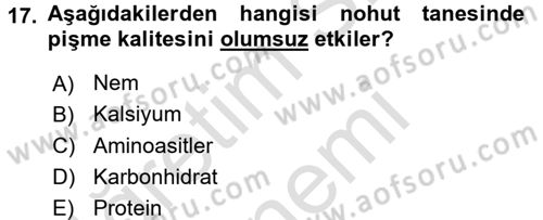 Tarla Bitkileri 1 Dersi 2016 - 2017 Yılı (Final) Dönem Sonu Sınav Soruları 17. Soru