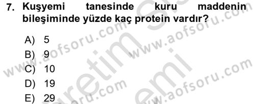 Tarla Bitkileri 1 Dersi 2016 - 2017 Yılı (Final) Dönem Sonu Sınav Soruları 7. Soru