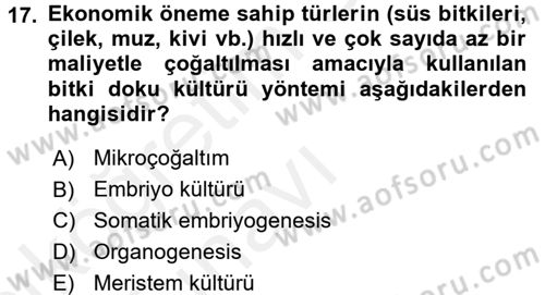 Tarla Bitkileri 1 Dersi 2017 - 2018 Yılı 3 Ders Sınav Soruları 17. Soru