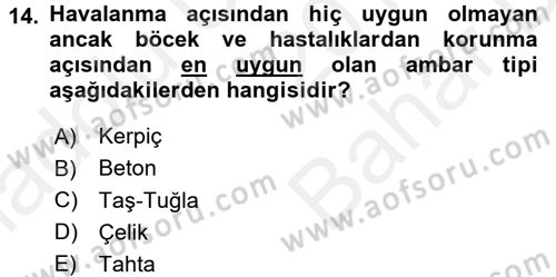 Tarla Bitkileri 1 Dersi 2017 - 2018 Yılı (Vize) Ara Sınav Soruları 14. Soru