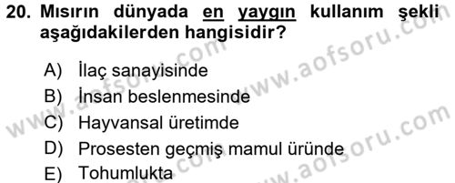 Tarla Bitkileri 1 Dersi 2017 - 2018 Yılı (Vize) Ara Sınav Soruları 20. Soru