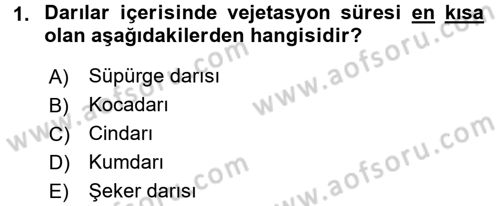 Tarla Bitkileri 1 Dersi 2017 - 2018 Yılı (Final) Dönem Sonu Sınav Soruları 1. Soru